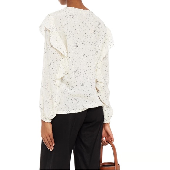 Maje Lacky Ruffle Star Printed Cupro Blouse Size 3 / Large NWT - Picture 3 of 16